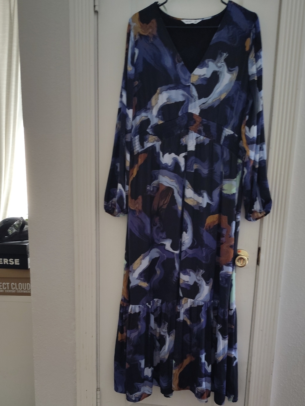 Nine West Women's Abstract Print V-Neck Maxi Dress - Size XXL